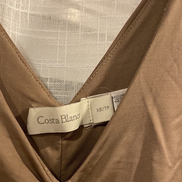 Beige, tan, camel colour Bodycon rushed dress - Picture 3 of 4